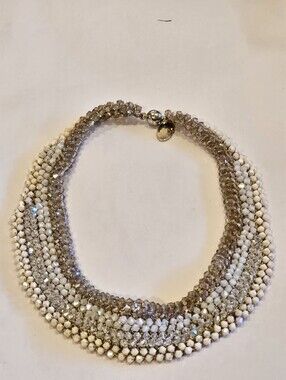 Rush by Denis & Charles Champagne Crystal Beaded Collar Statement Necklace